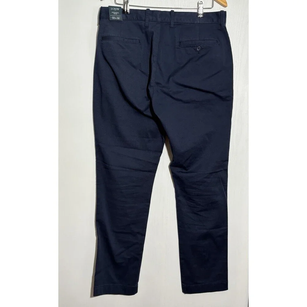 J.Crew Chino Pants Mens 33 32 Blue Navy Athletic Slim Fit New Preppy Office